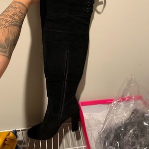 Black though high boots